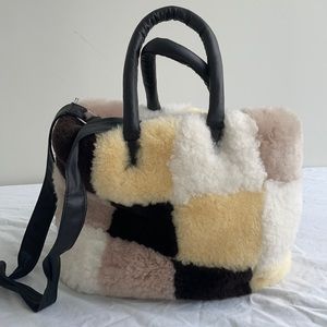 100% SHEARLING! ⬜️🟨🟫 handmade Russian patchwork. Neutral, versatile Tote
